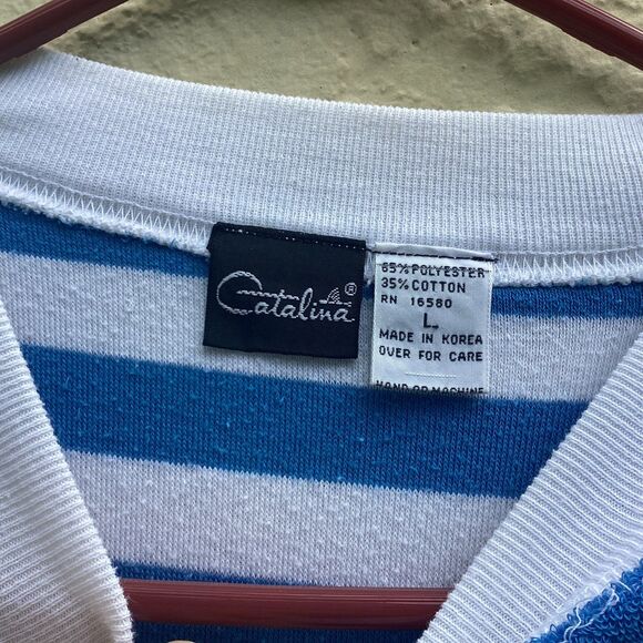 Vintage striped Terry cloth top sz L - Picture 3 of 4